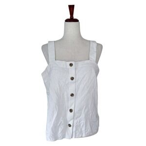 J.Crew Women's Top Size Medium Linen Blend Button Front Tank Shirt Style #AP238